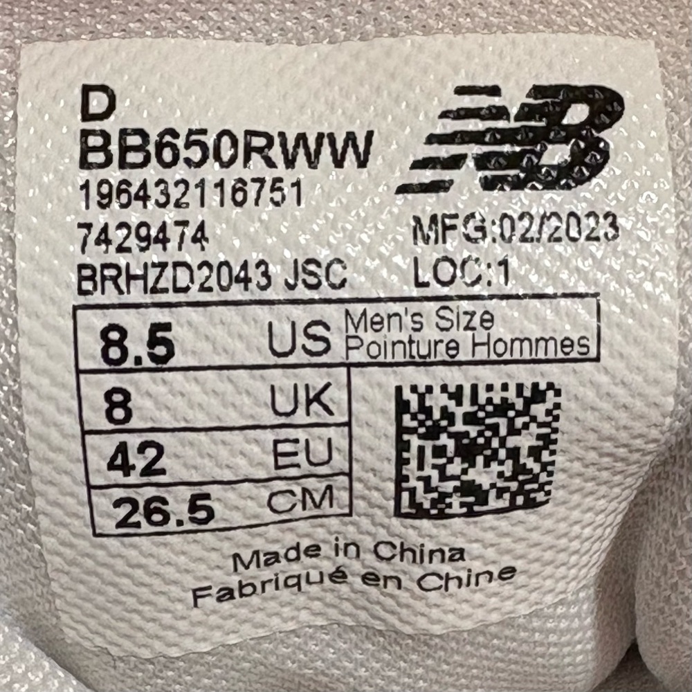 New Balance 650 Leather Shoes Men’s High top sneakers BB650RWW size 8.5 9 10.5 - Picture 7 of 9
